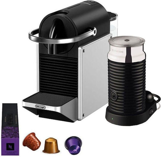 De'Longhi Pixie Καφετιέρα για Κάψουλες Nespresso Πίεσης 19bar με Αφρογαλιέρα Silver